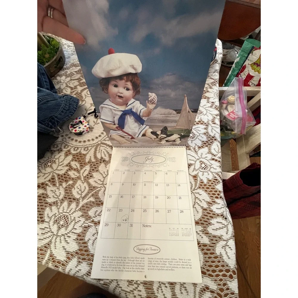 Vintage Antique Dolls Calendars 1988 1990 Marcia Creswell Current Inc Set of 2